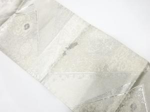 色紙重ねに孔雀・花模様織り出し　袋帯